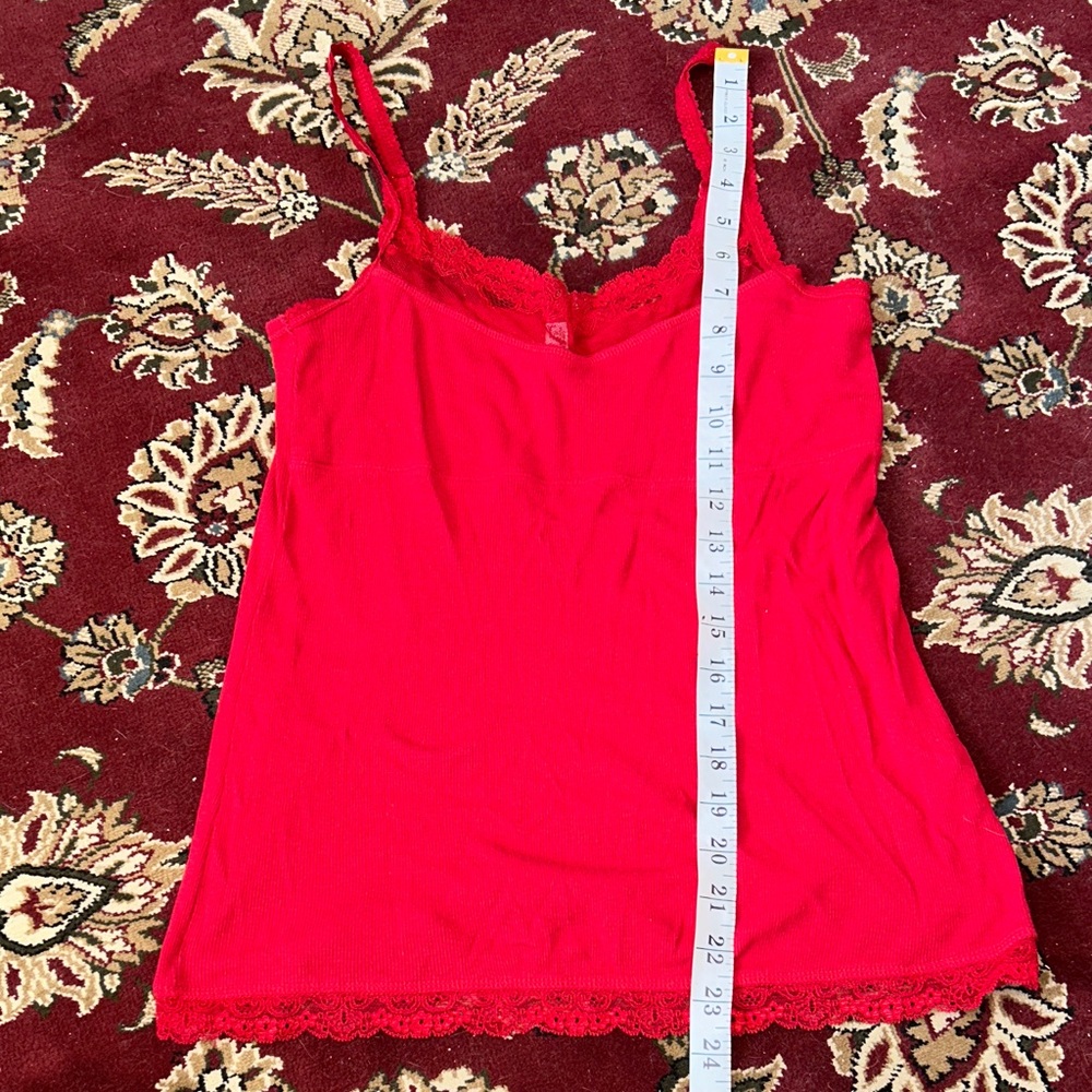 Y2K Babydoll Red Lace Trim Tank Top size M Old Navy - Picture 7 of 7